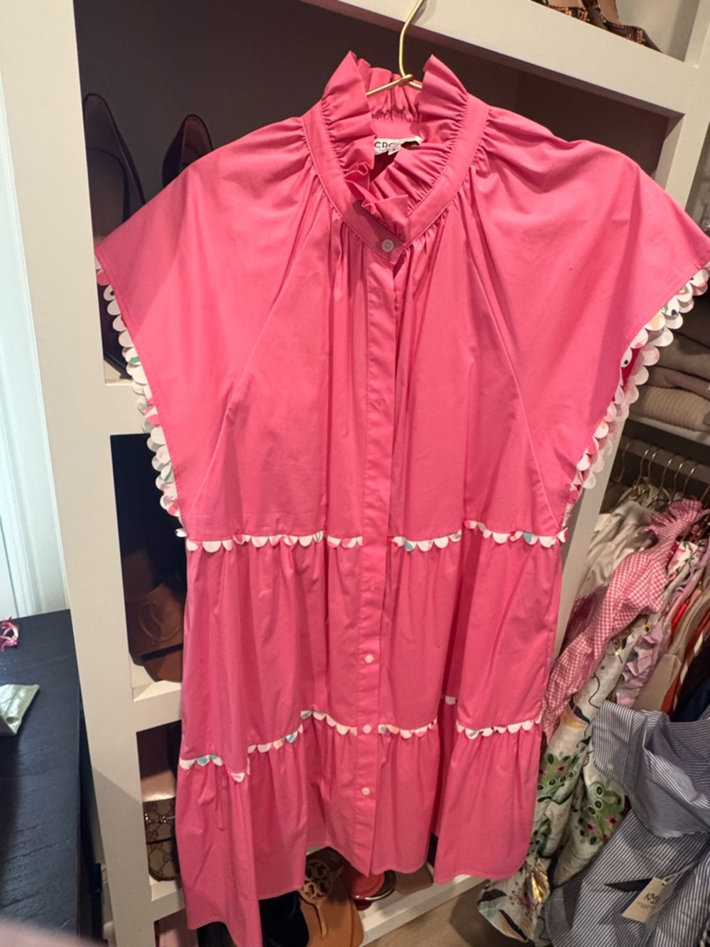 crosby. Pink Mini Dress with White Trim